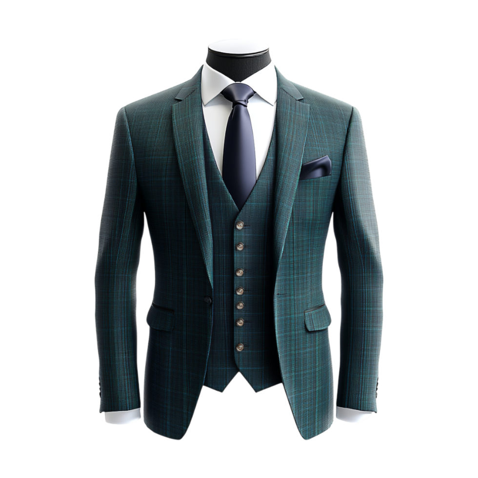 a suit on a mannequin with a tie and shirt png