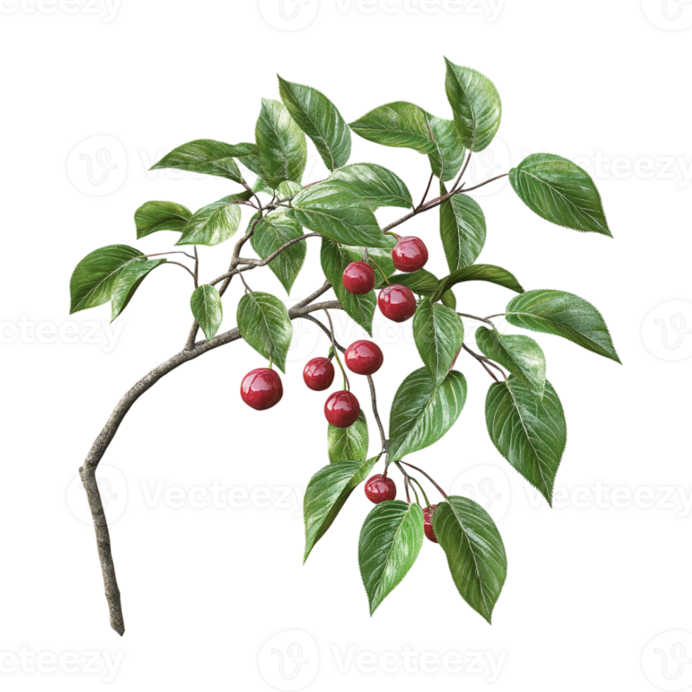 cherry tree branch with red berries on it png