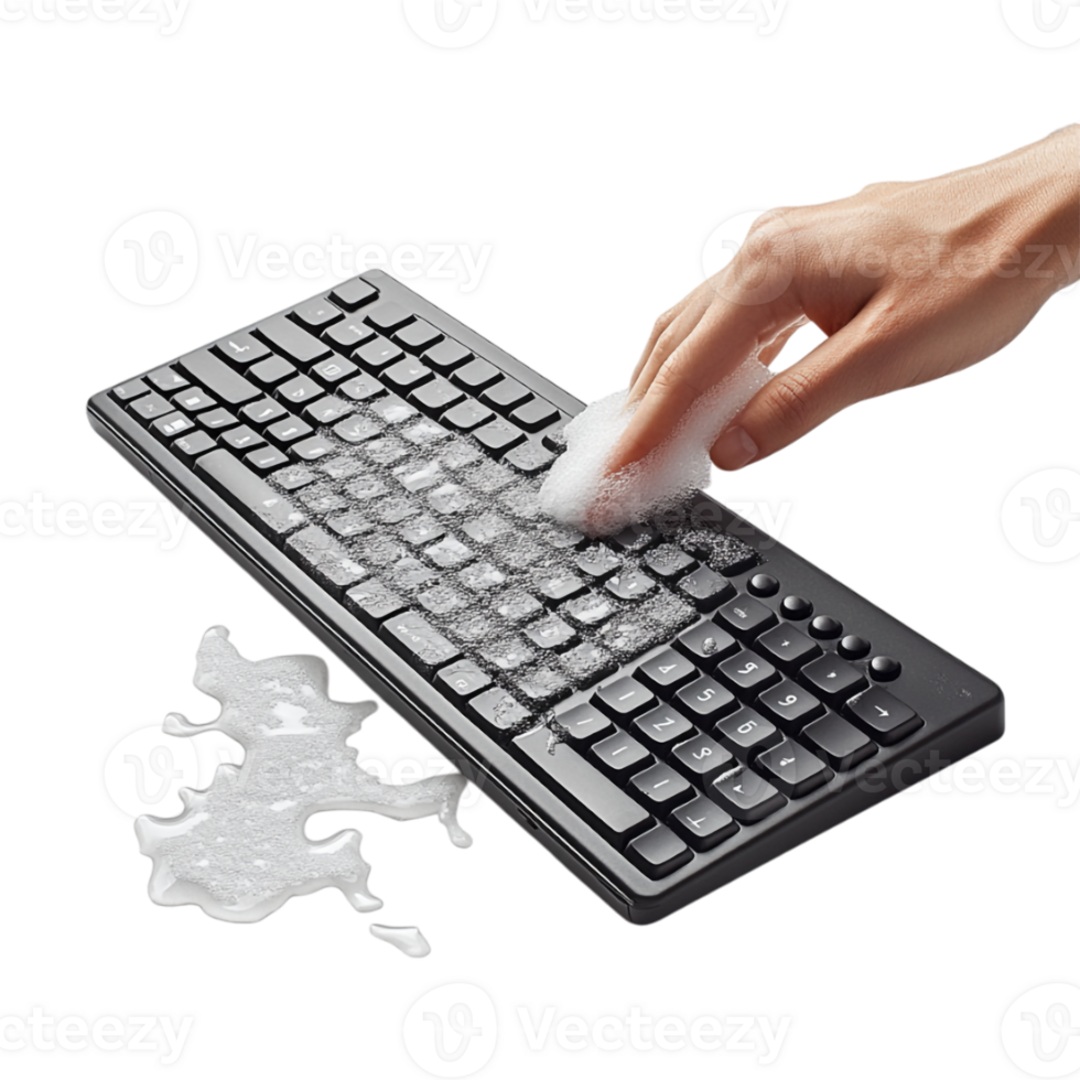hand washing keyboard with water on it png