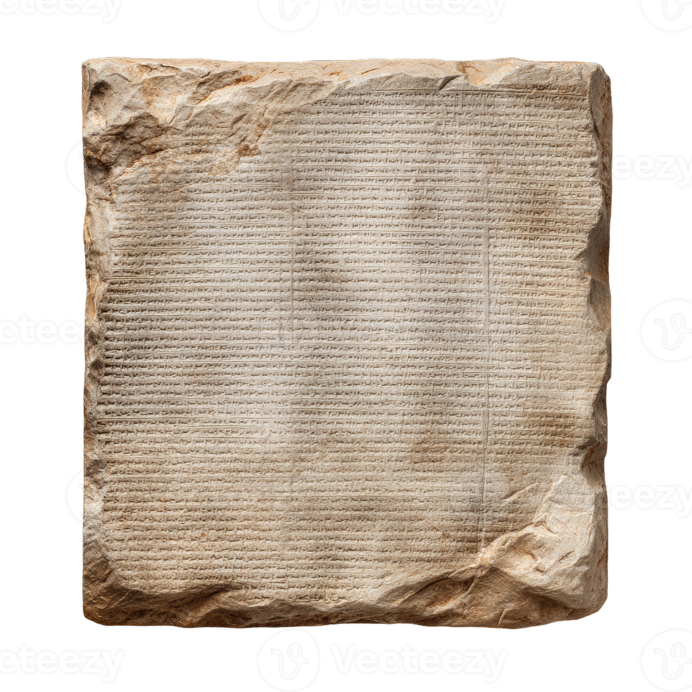 Ancient clay stone tablet for cuneiform writing displaying historical scripts png