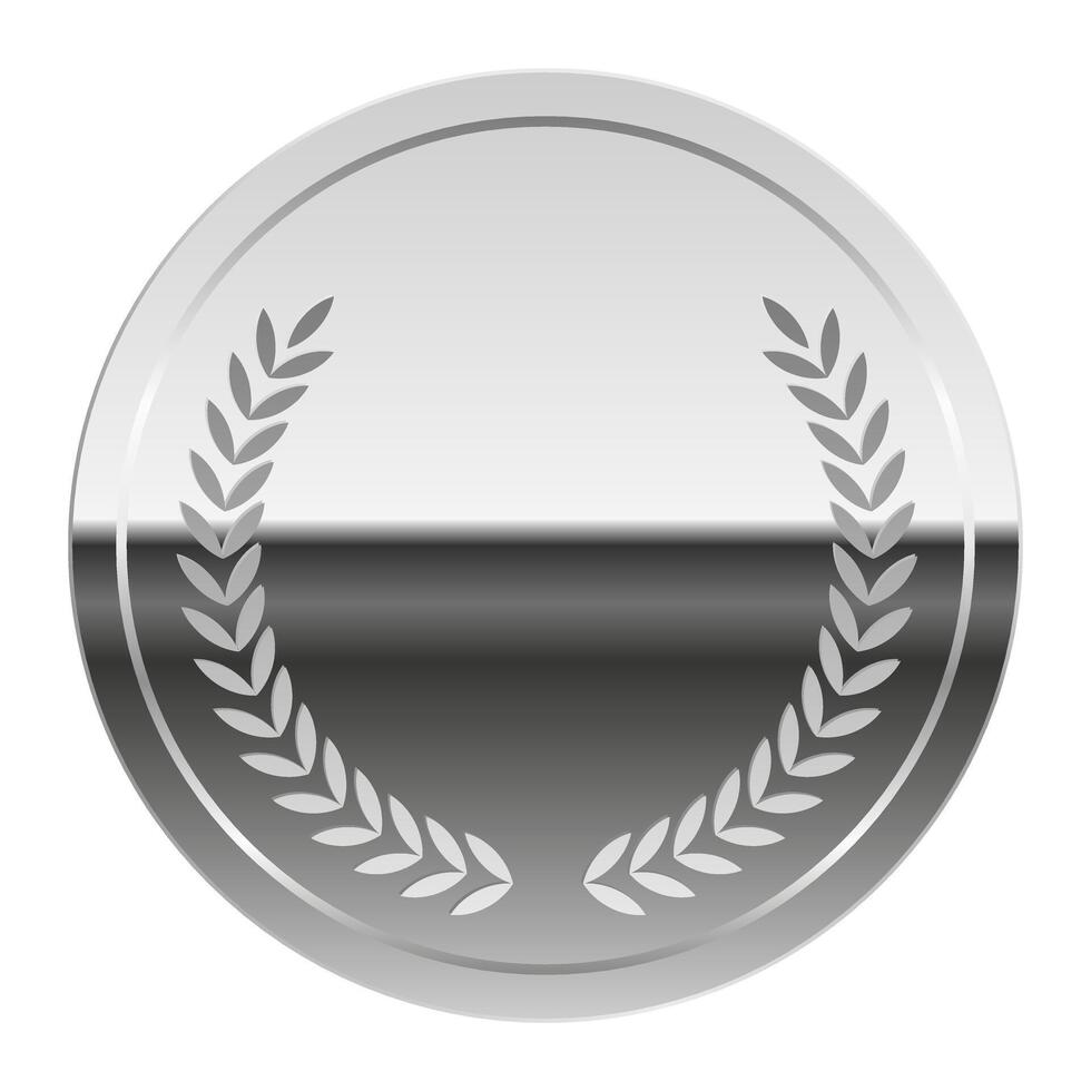 Silver glossy mirror medal for sport and app vector