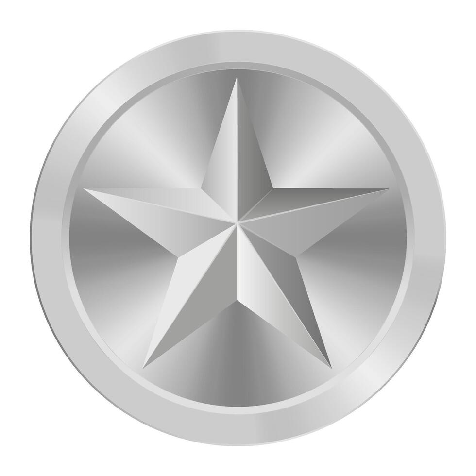 Silver award medal with big star shape Illustration for web and games 7 vector