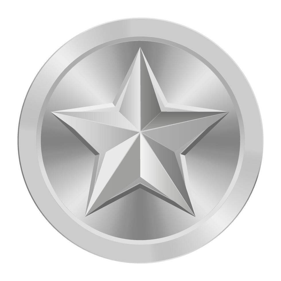 Silver award medal with big star Illustration for web and games vector
