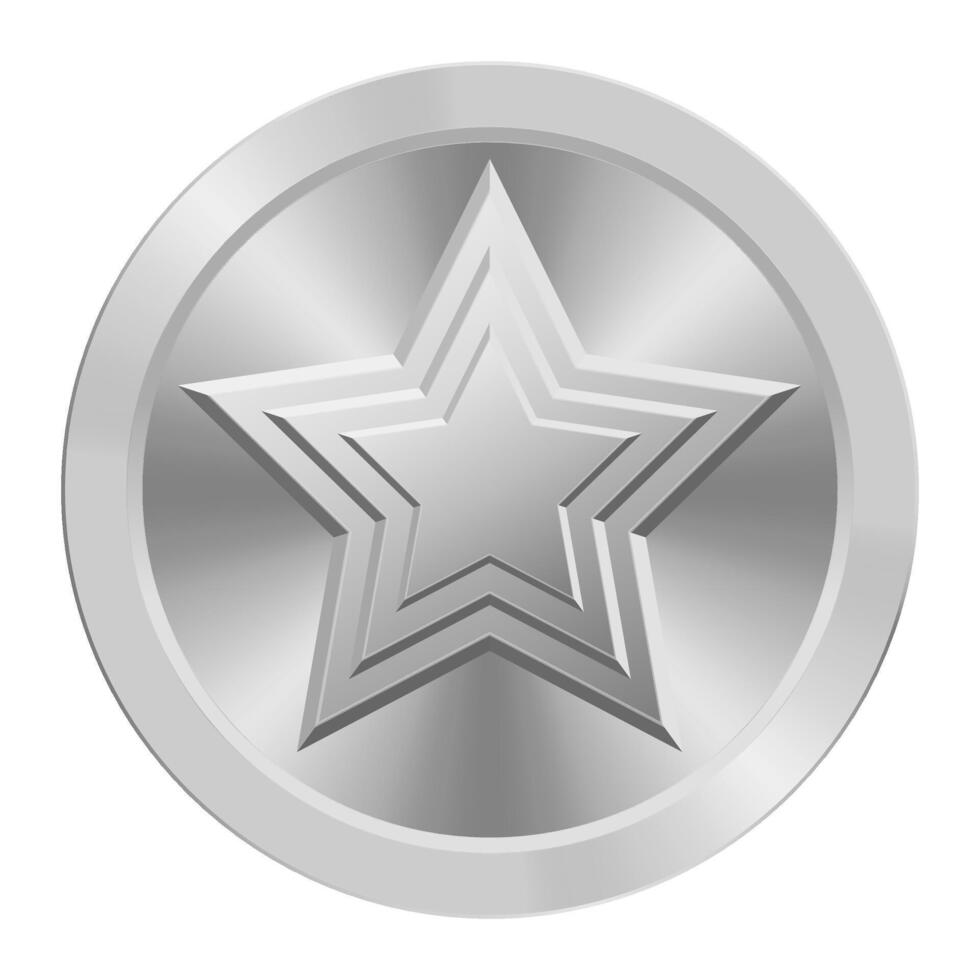 Silver award medal with star shape Illustration for web and games vector