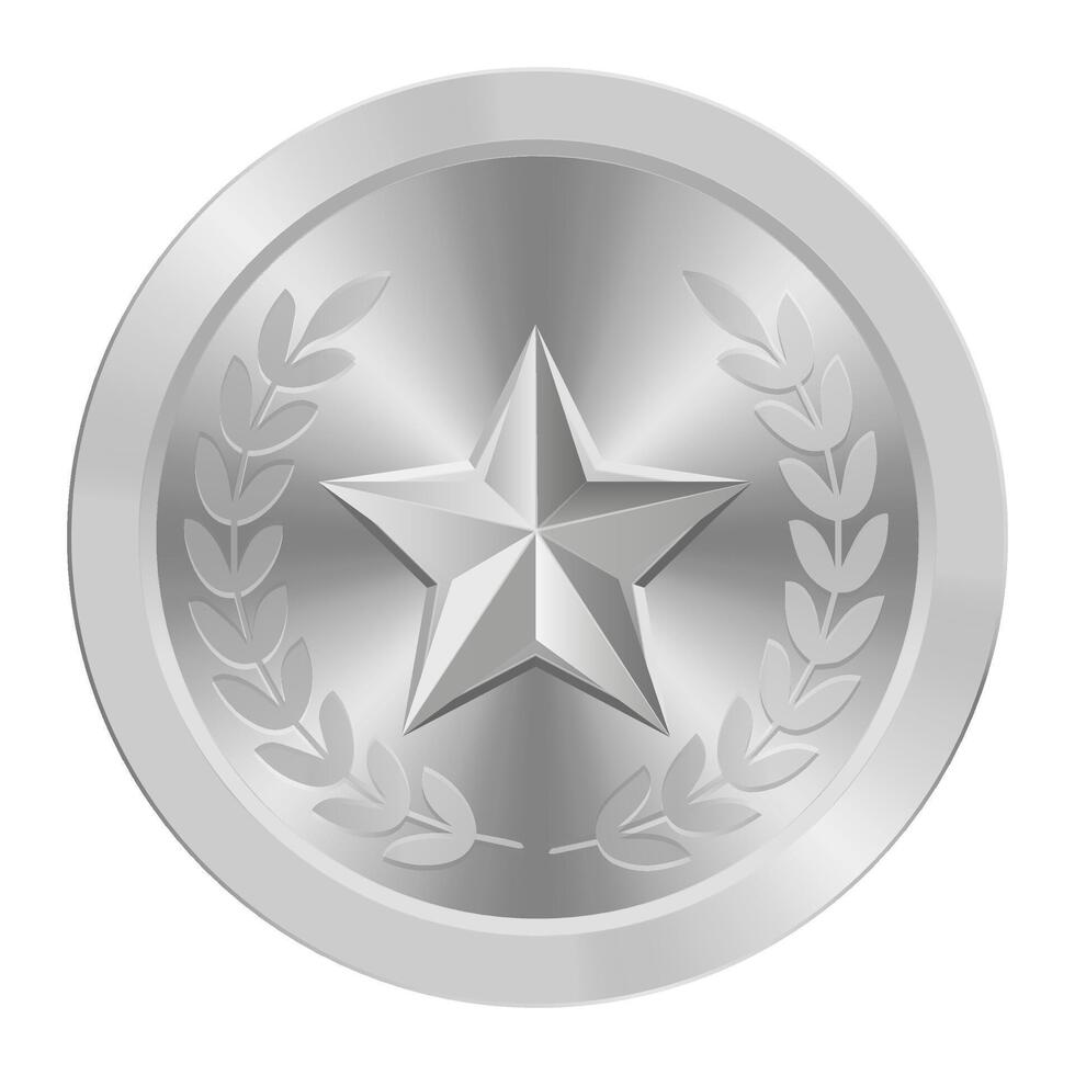 Silver metal award medal with star Illustration for web and games vector