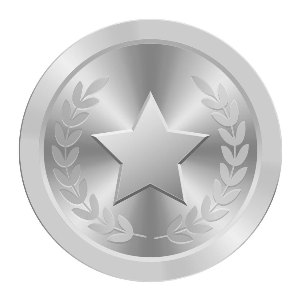 Silver metal medal with star shape Illustration for web and games 8 vector