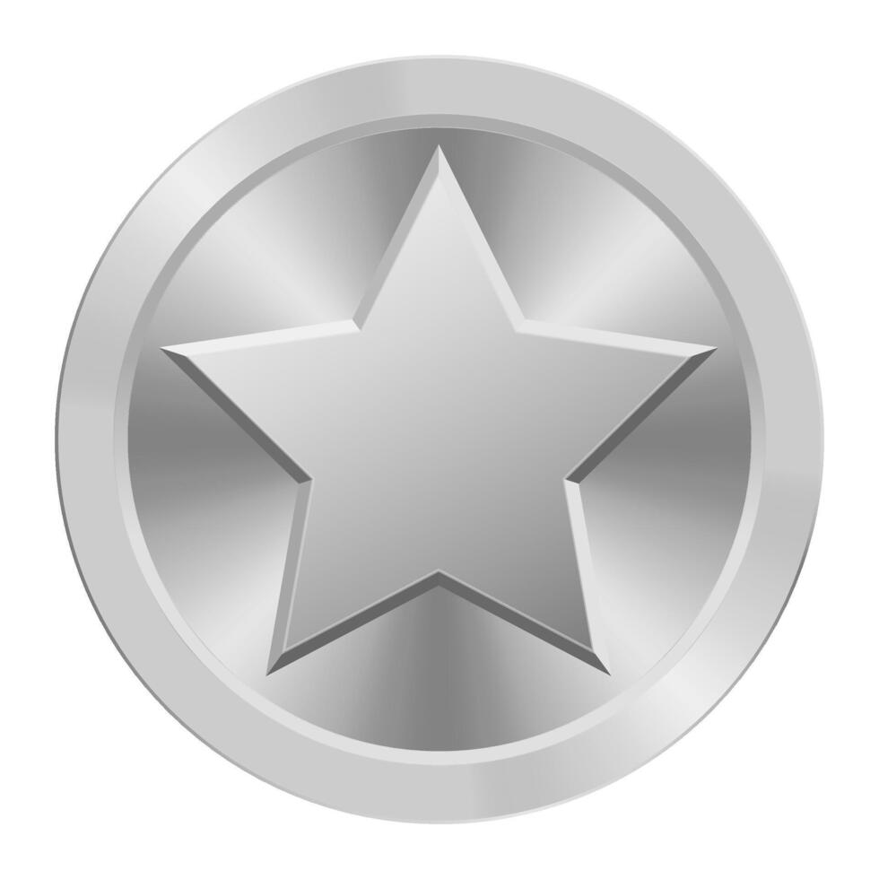 Silver award medal with big star Illustration for web, game vector