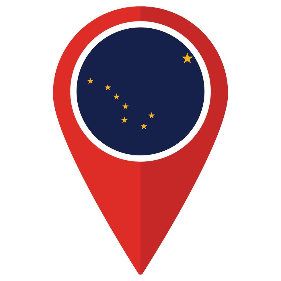 Alaska flag in pin. Flag of Alaska state in red pinpoint. vector