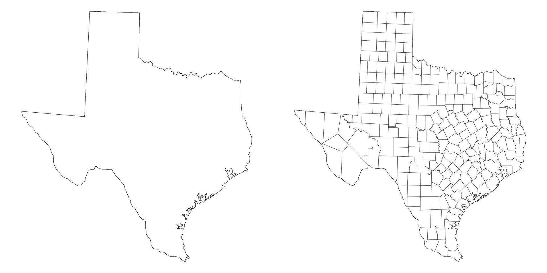 Texas state map in set white color. Map of the U.S. state of Texas with city map in set white color. vector