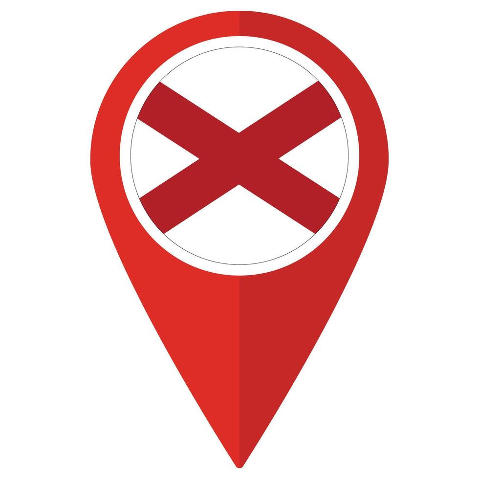 Alabama flag in pin. Flag of Alabama state in red pinpoint. vector