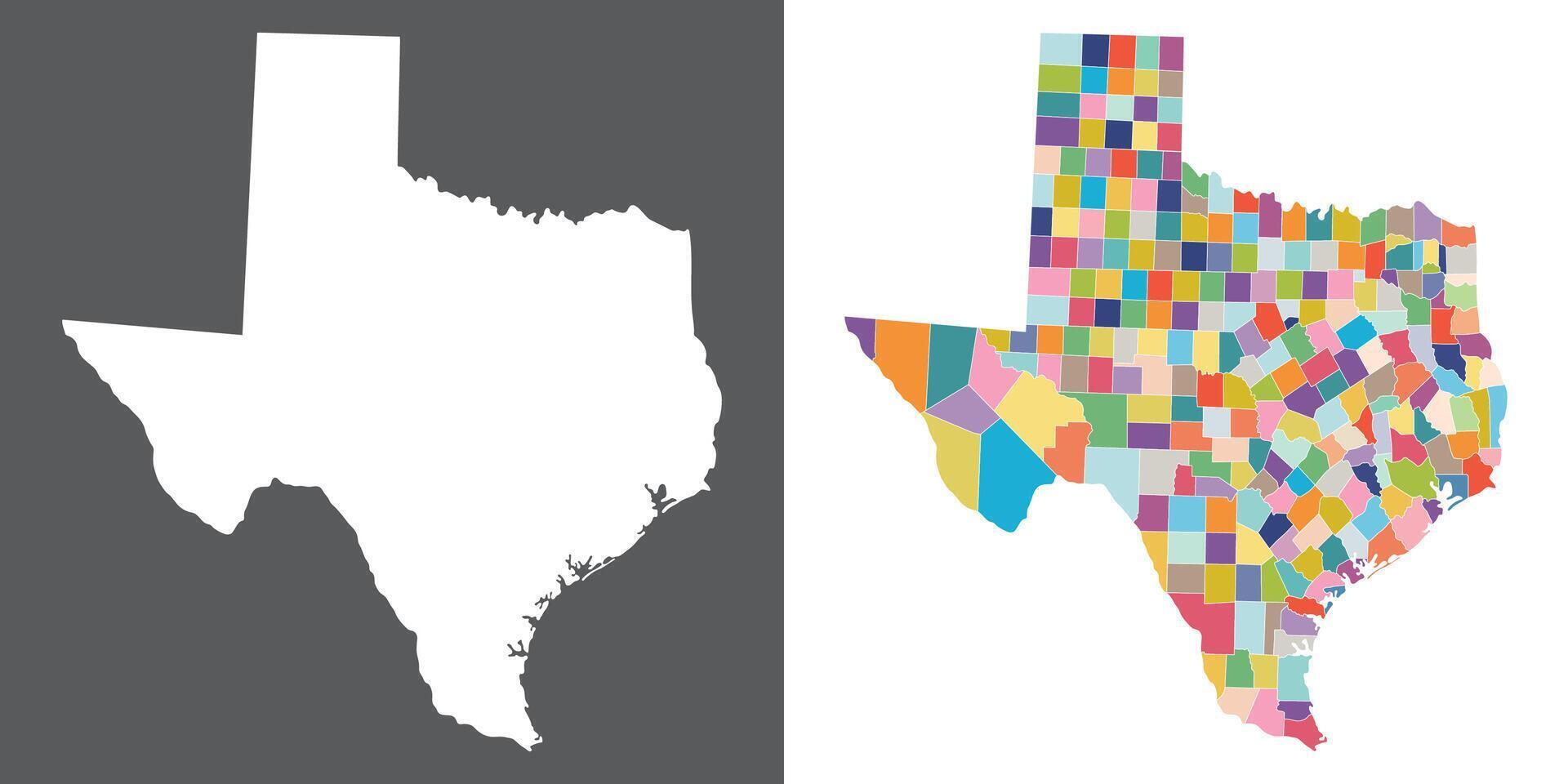 Texas state map in set multicolor. Map of the U.S. state of Texas with city map in set. vector