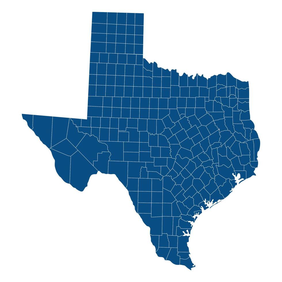 Texas with city map. Map of the U.S. state of Texas in blue color. vector