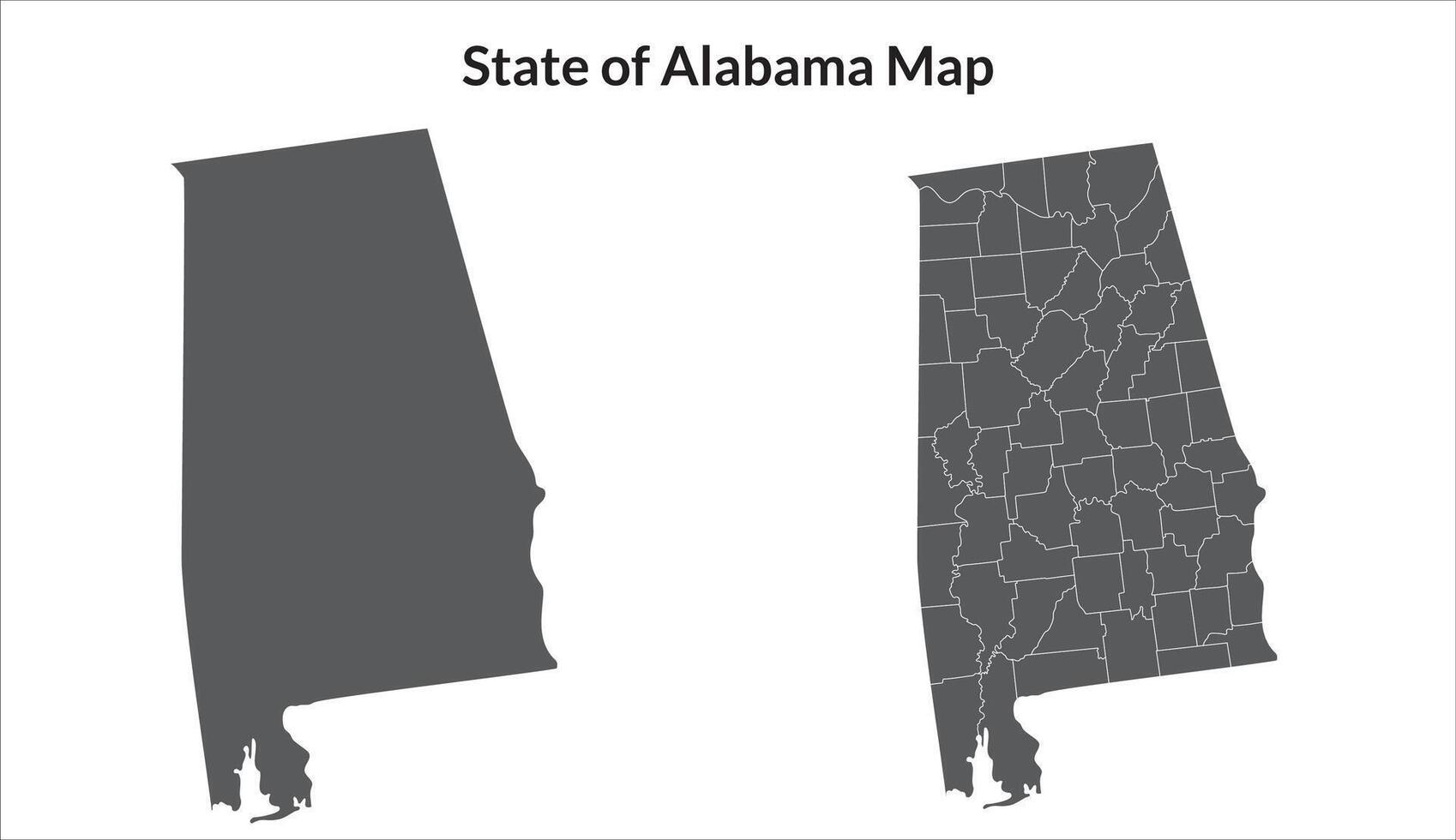 Alabama state map in set grey color. Alabama with city map in set grey color. vector