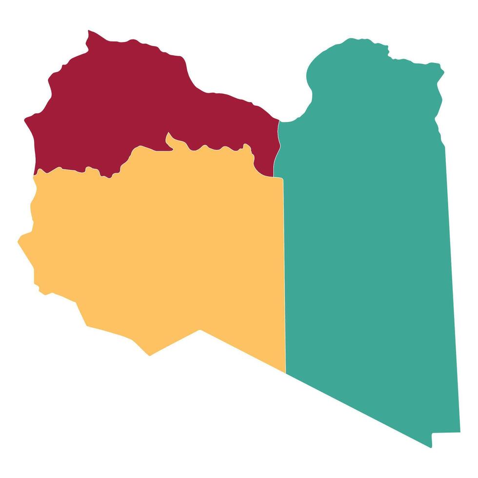 Libya map in subdivision regions. Map of Libya subdivision regions in multicolor vector
