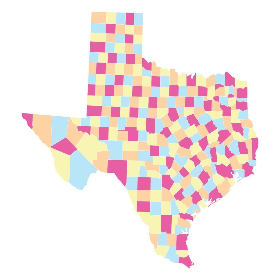 Texas with city map. Map of the U.S. state of Texas in multicolor. vector