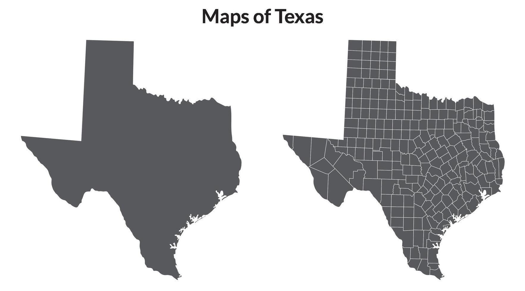 Texas state map in set grey color. Map of the U.S. state of Texas with city map in set grey color. vector