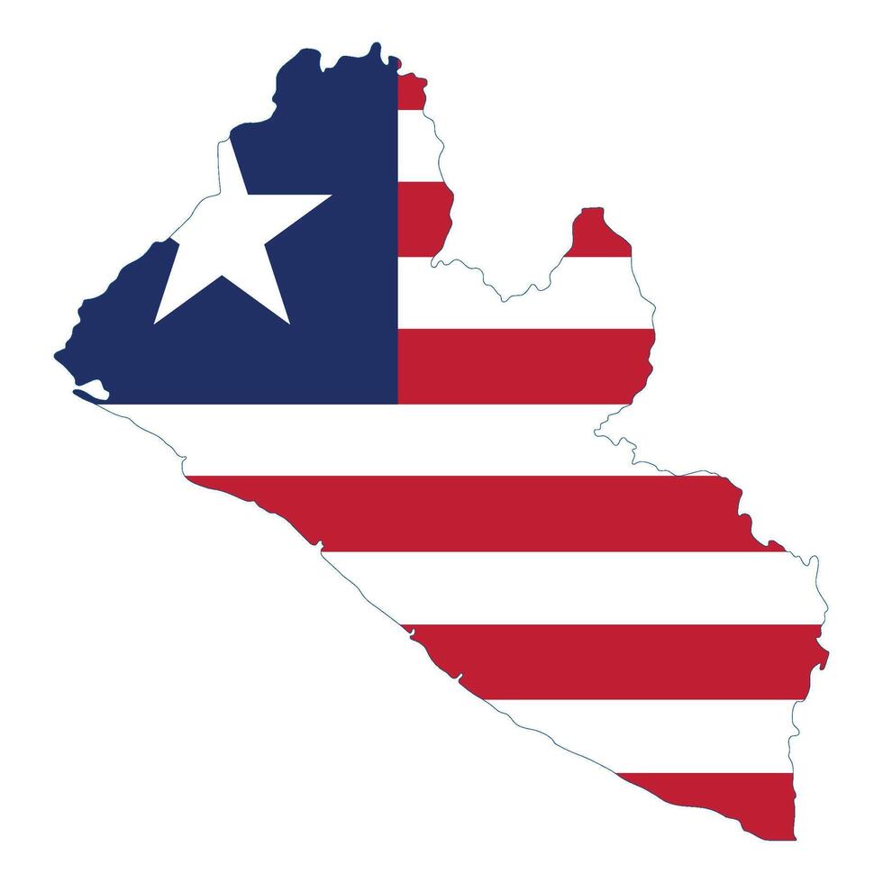 Liberia map with country flag. Map of Liberia with flag vector
