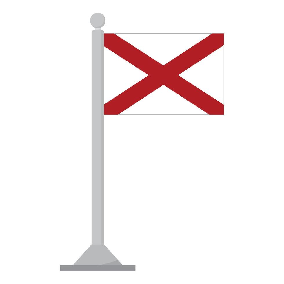 Alabama flag with flagpole. Flag of Alabama on flagpole. vector