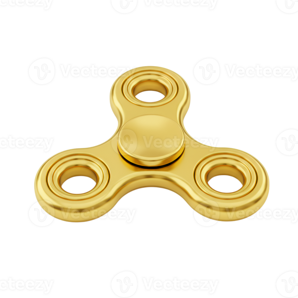 Shiny Golden Fidget Spinner on a Transparent Background, png