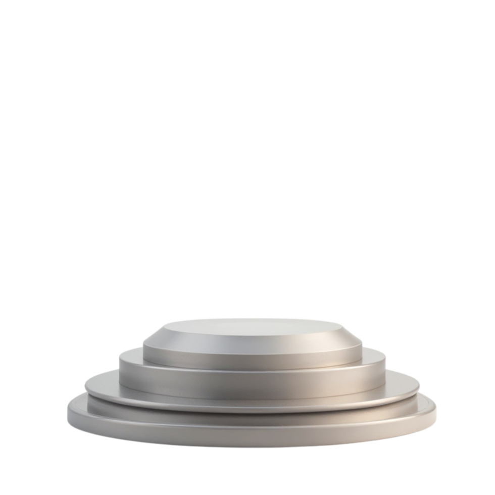 3D Rendered Silver Multi-Tiered Product Display Podium Isolated on Black Background File png