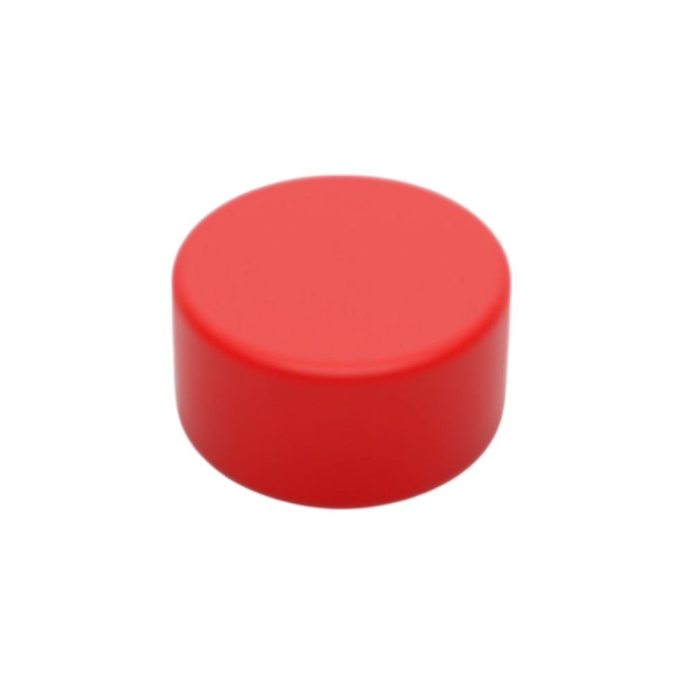 3D Rendered Simple Red Cylinder or Button Shape Isolated on Transparent Background png