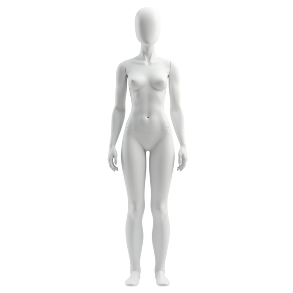 3D rendering of a full body white female mannequin standing upright png