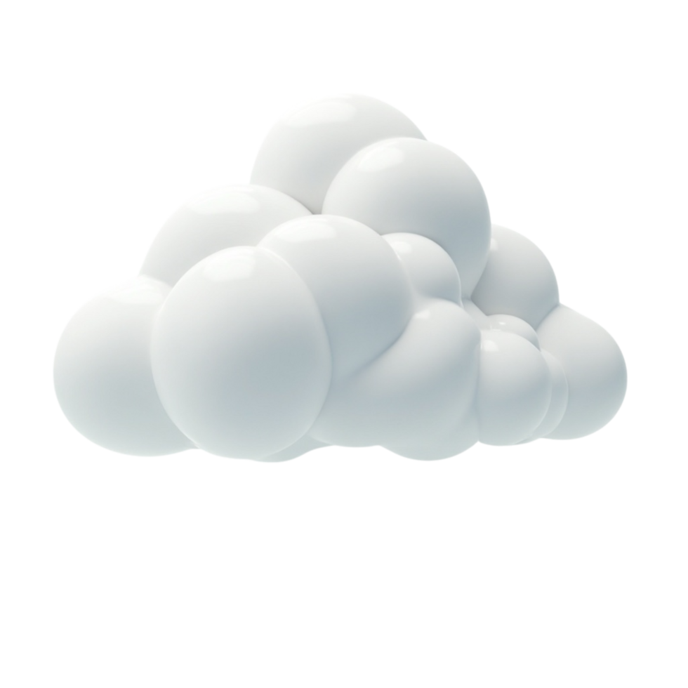 Abstract 3D rendered white cloud graphic element with a glossy balloon-like appearance isolated on a transparent background. png