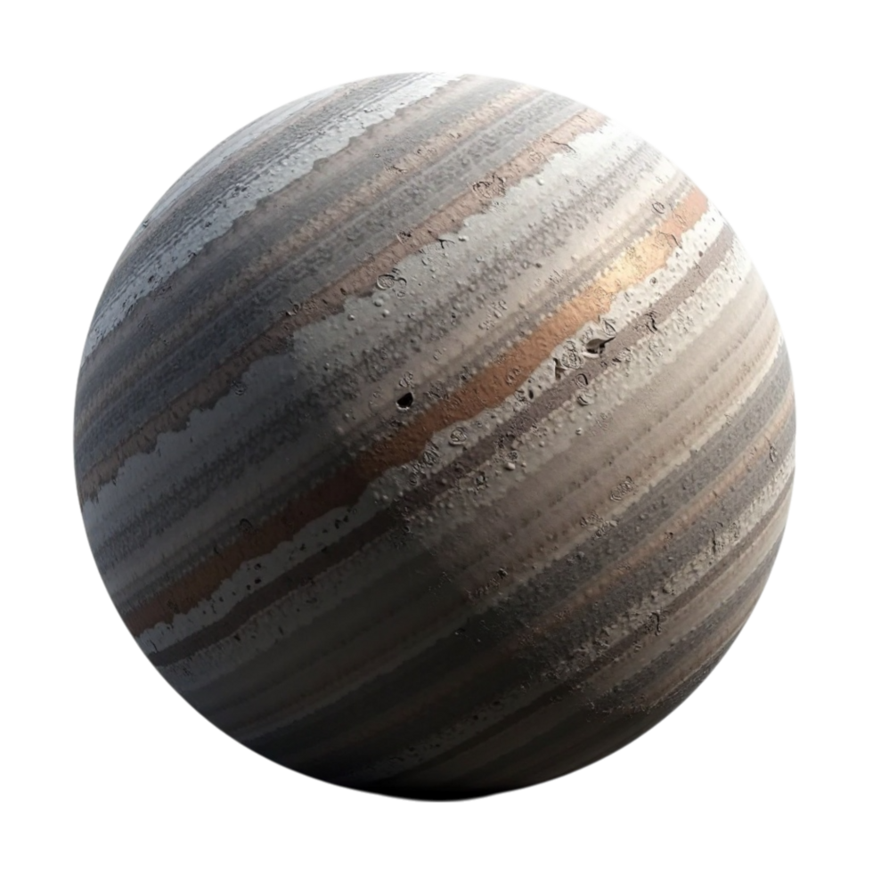 Abstract metallic layered sphere or planetoid isolated on transparent background file png
