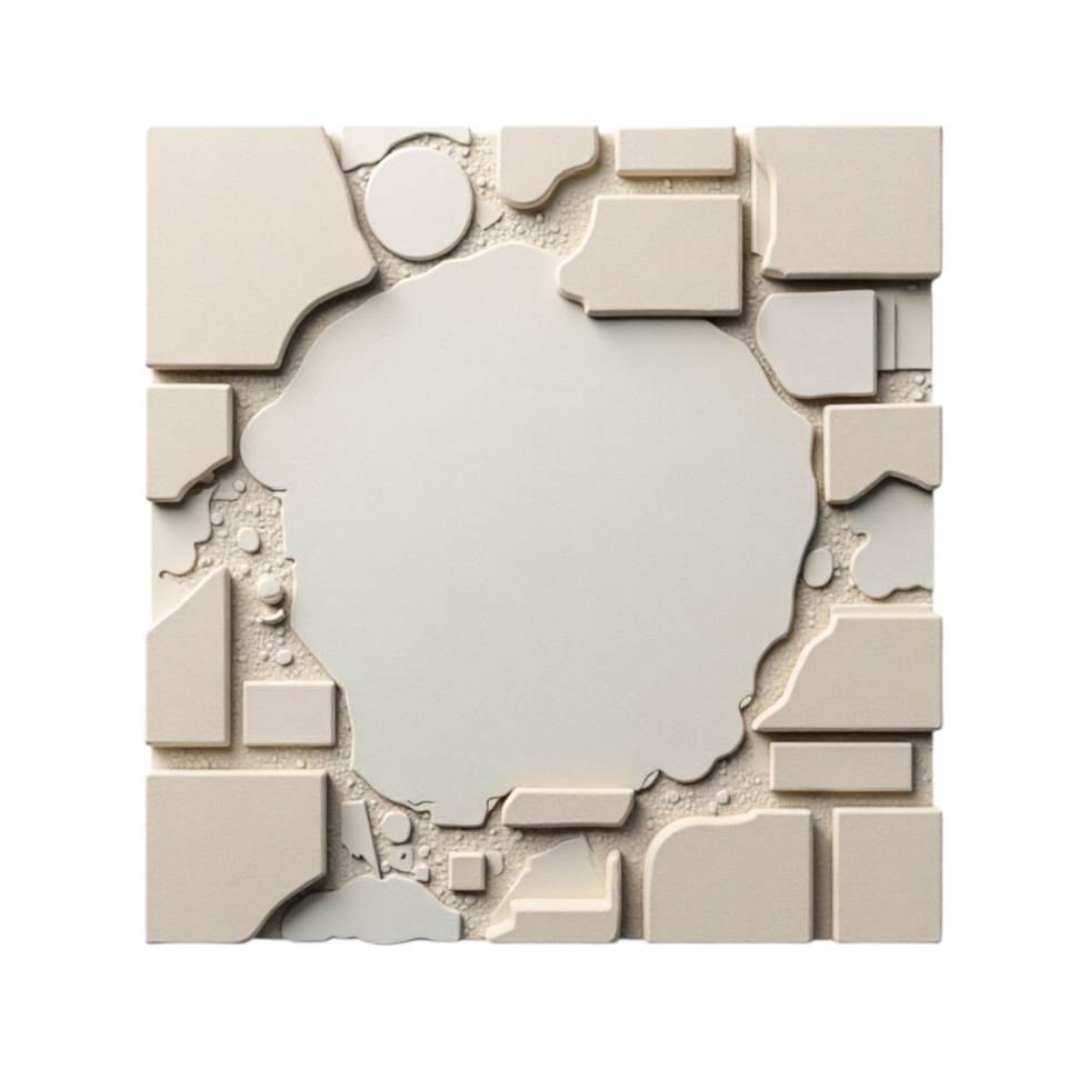 Abstract white 3D geometric and organic shapes relief texture background element png