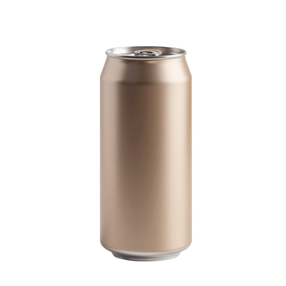 Blank Beige Aluminum Beverage Can Isolated on Transparent Background Mockup for Product Design png