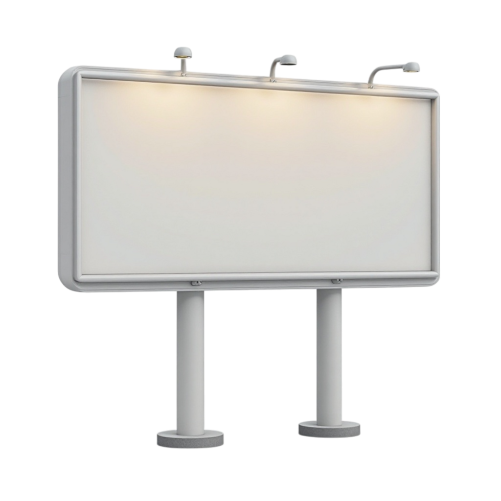 Blank Illuminated Billboard for Advertising Mockup isolated on Transparent Background 3D Render png