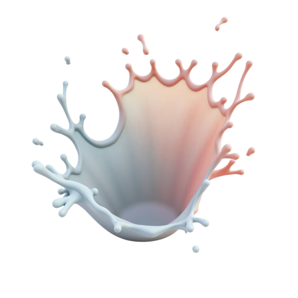 Captivating fluid pastel gradient splash design element 3D render transparent png