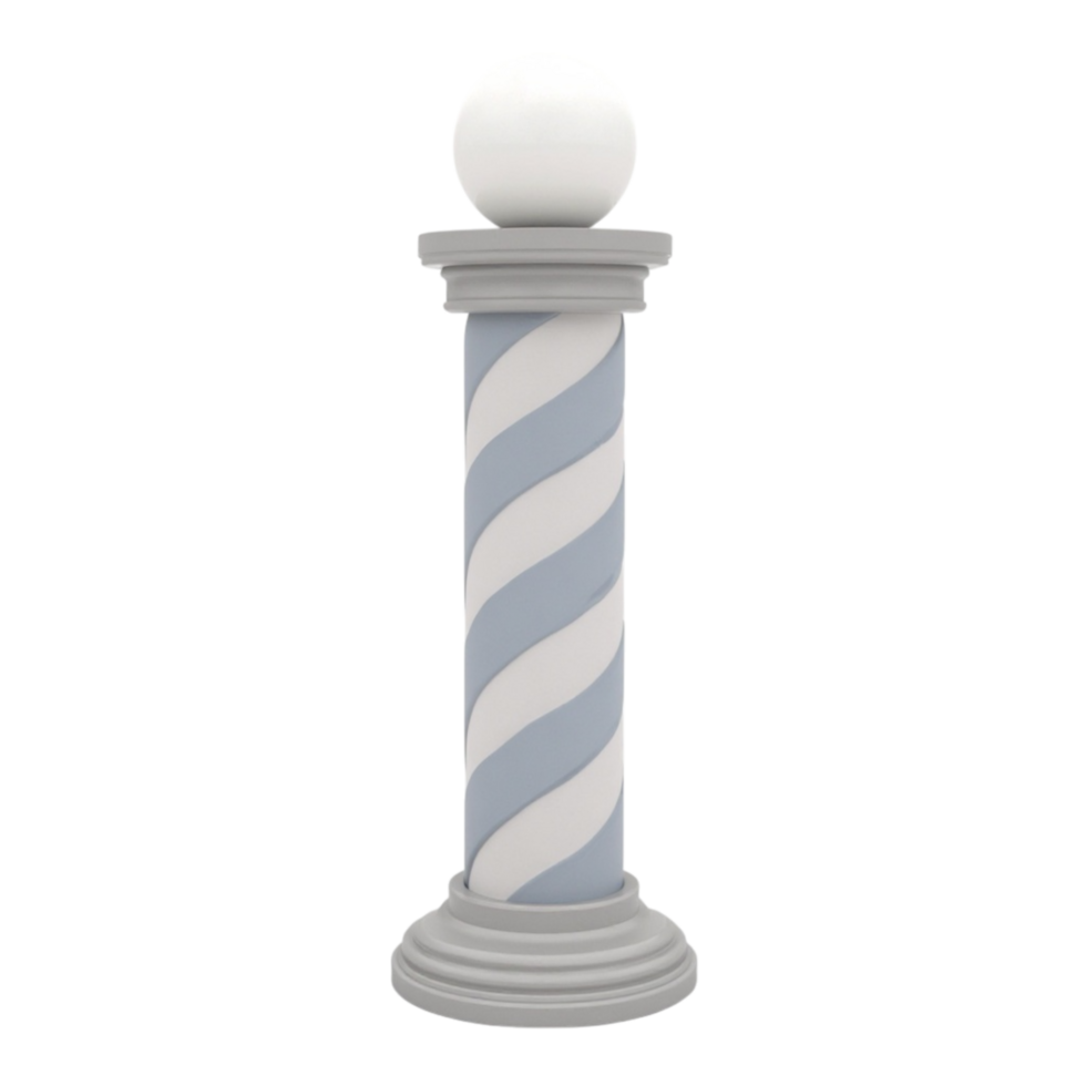 Classic Barber Shop Pole with Sphere Light on Transparent Background 3D Render Graphic Element png