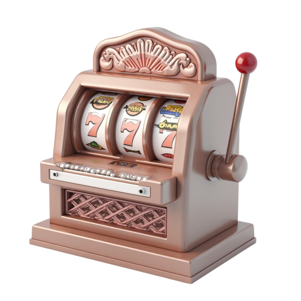 Classic Triple Seven Slot Machine Game of Chance and Winning 3D Rendering png
