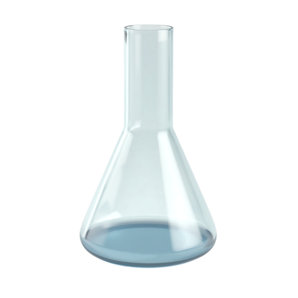 Clear Glass Erlenmeyer Flask with Blue Liquid Isolated on Transparent Background Image png