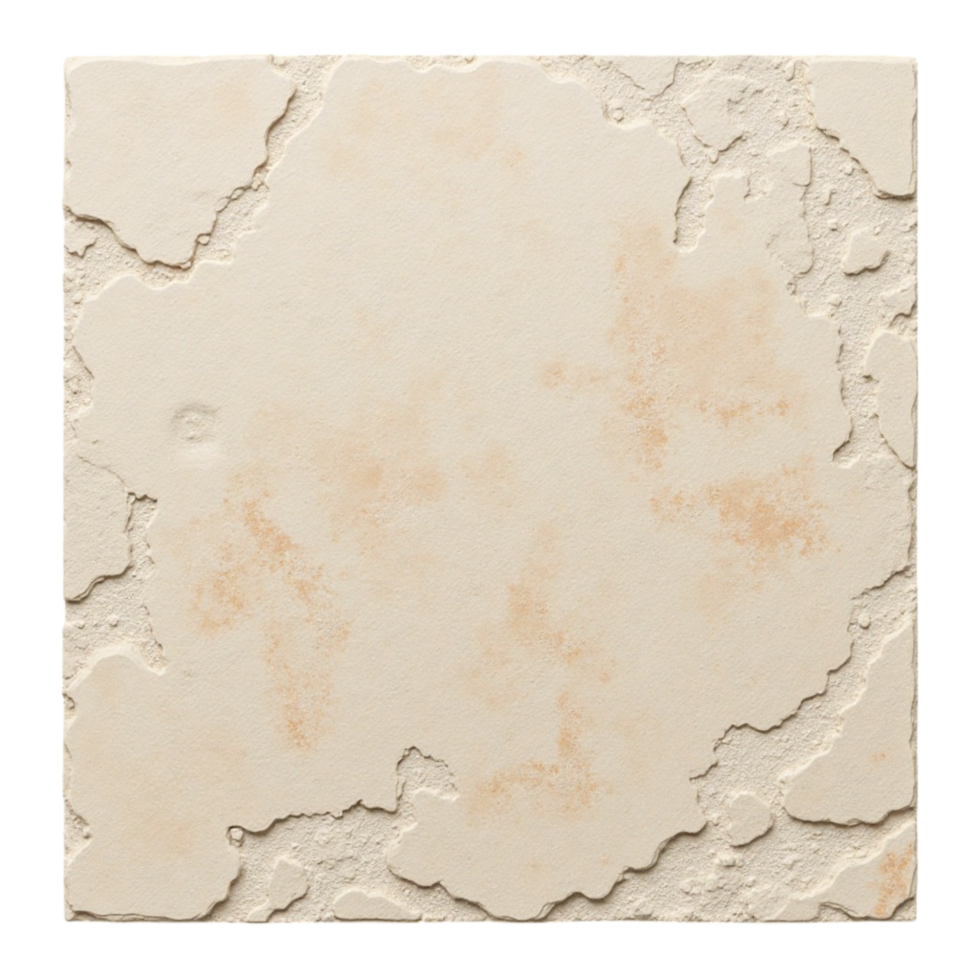 Close-up View of a Textured Square Tile with Irregular Edges and Subtle Warm Tones on a Transparent Background png