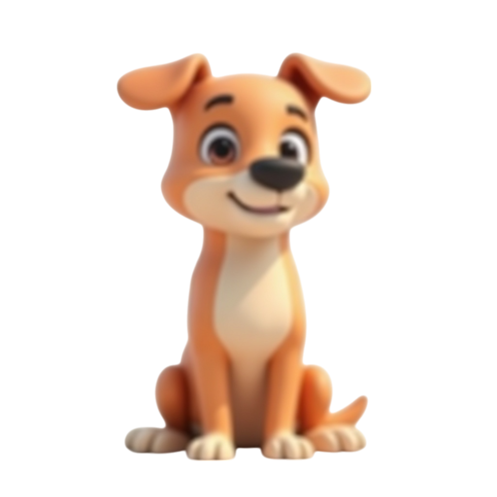 Cute little 3D cartoon puppy illustration sitting on a transparent background ideal for kids projects png