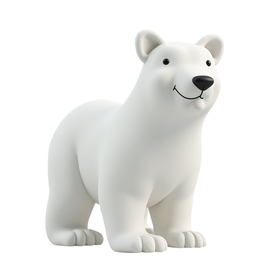 Cute Stylized 3D Rendered Cartoon Polar Bear Character Asset with Transparent Background png