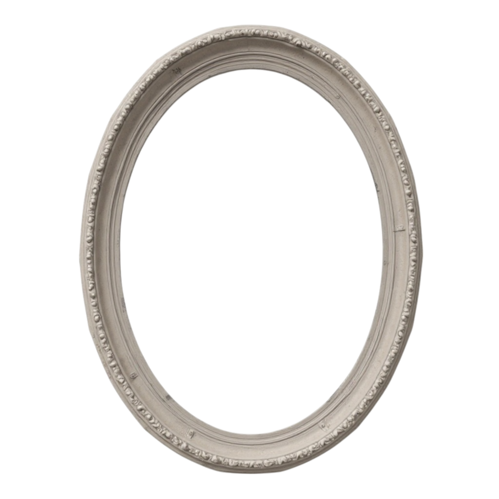 Elegant Vintage Oval White Picture Frame with Ornate Detail Isolated Transparent File This is a file with a transparent background png
