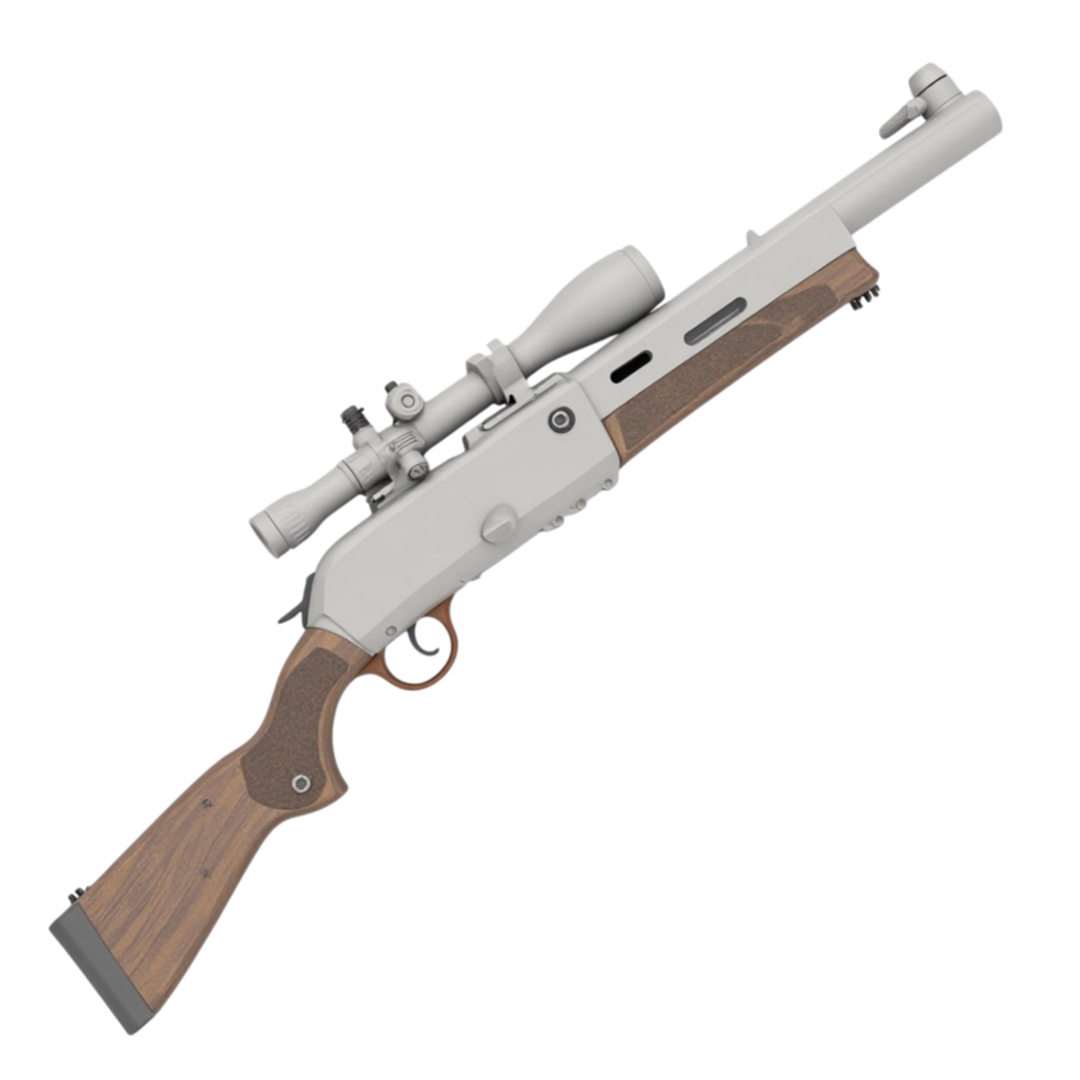 Detailed 3D Render of a Modern Rifle with Scope on Transparent Background. This is a file with a transparent background png