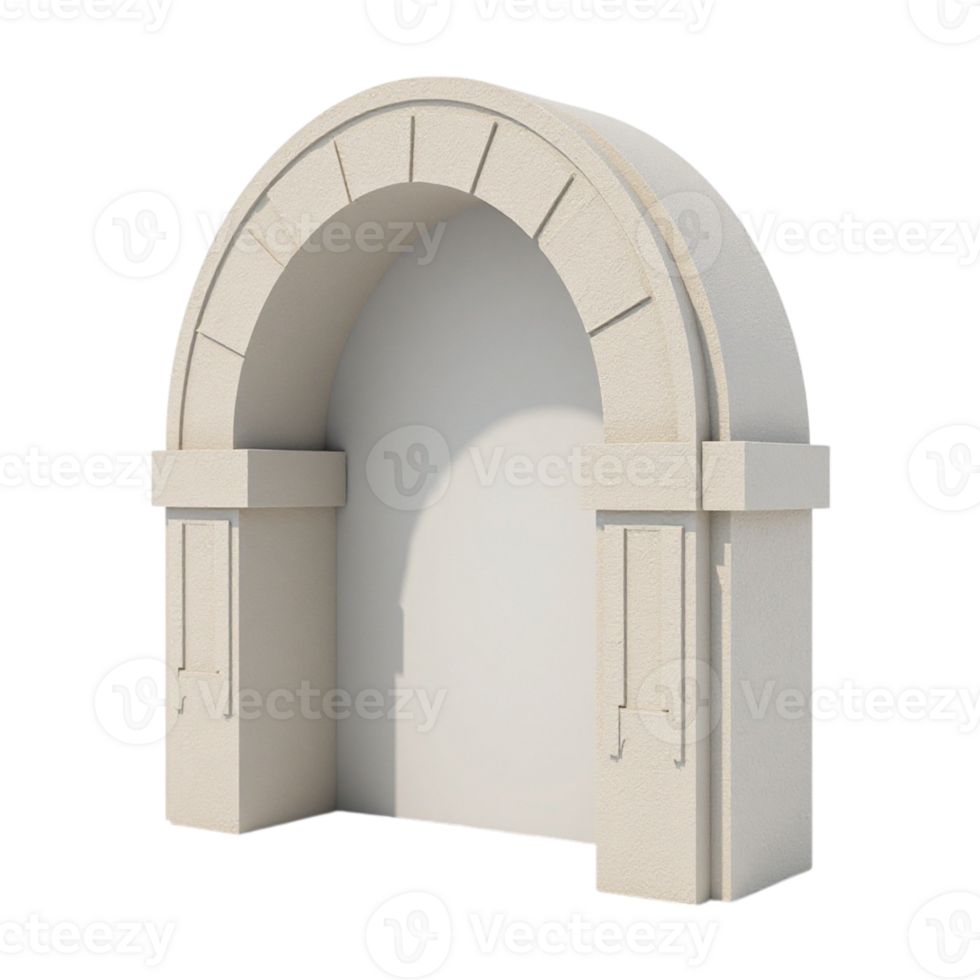 Detailed 3D Render of a Simple White Architectural Arch with Transparent Background Graphic Asset png