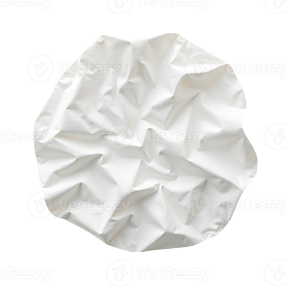 Detailed Texture of Crumpled White Paper or Fabric on Transparent Background png