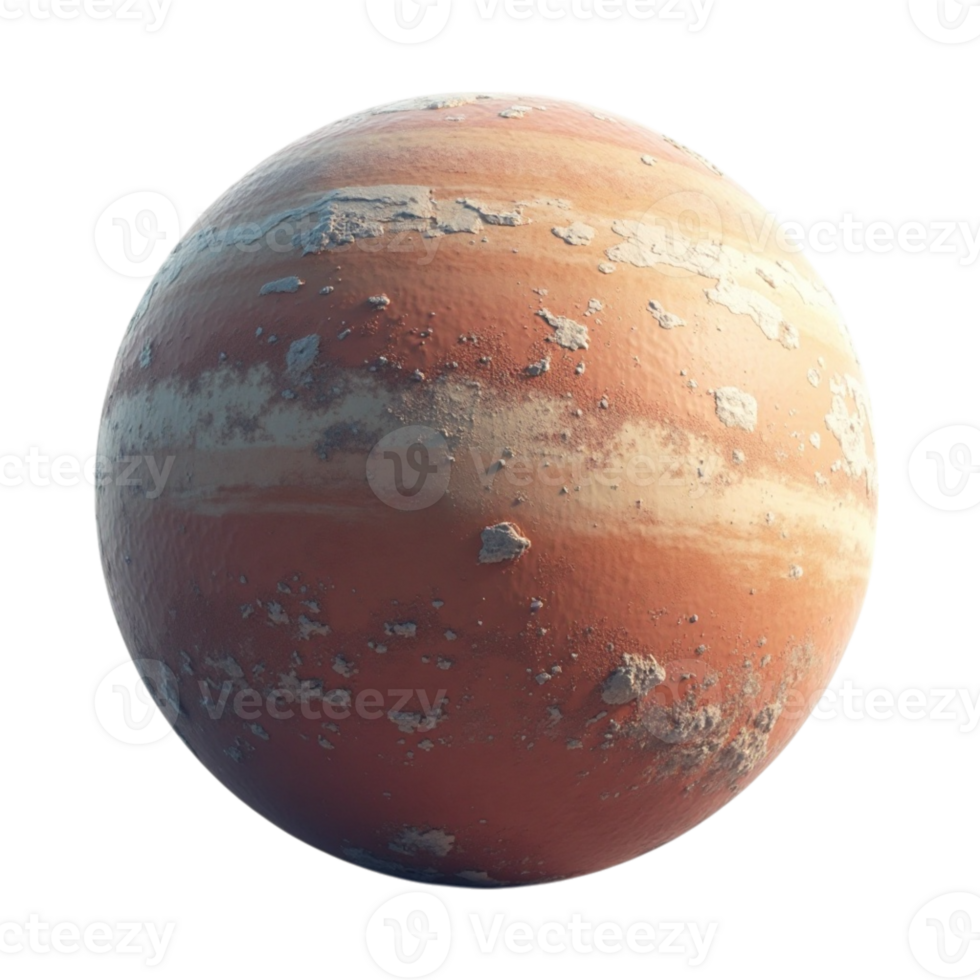 Detailed textured gas giant planet isolated in deep space transparent background png