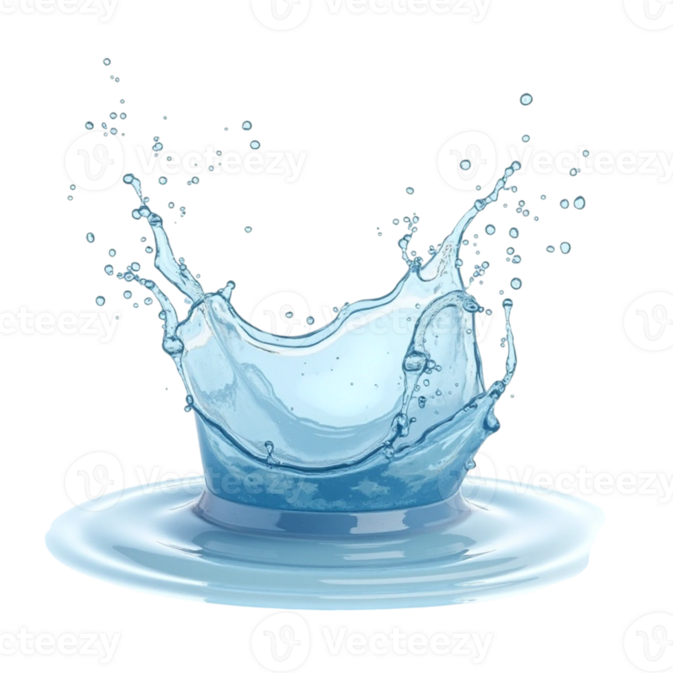 Dynamic Water Splash with Droplets and Ripples Against a Transparent Background png