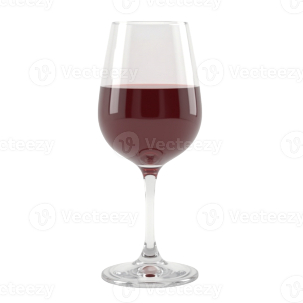 Elegant glass filled with red wine isolated on a transparent background high quality file png