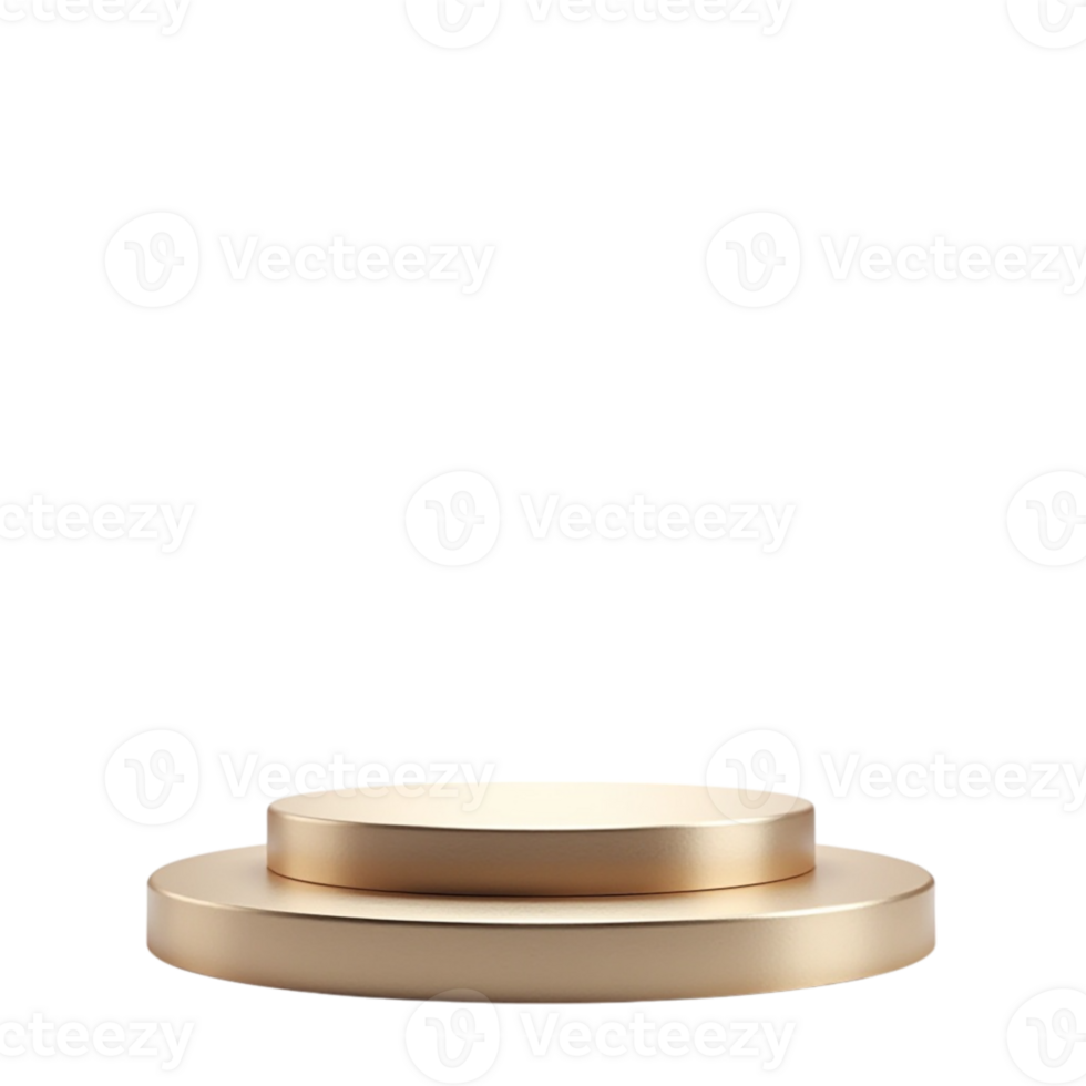 Elegant Golden Two-Level Podium Pedestal for Product Presentation 3D Render Transparent Background png
