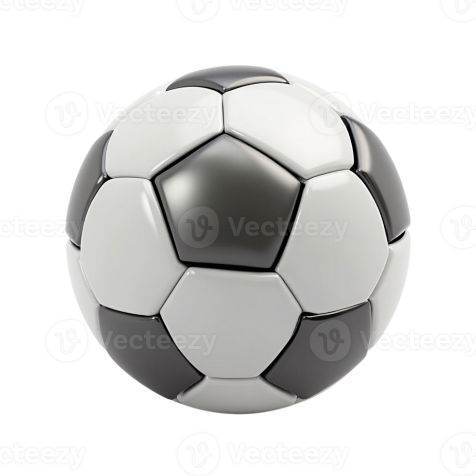 High Detail Rendered Classic Black and White Soccer Ball on Transparent Background png