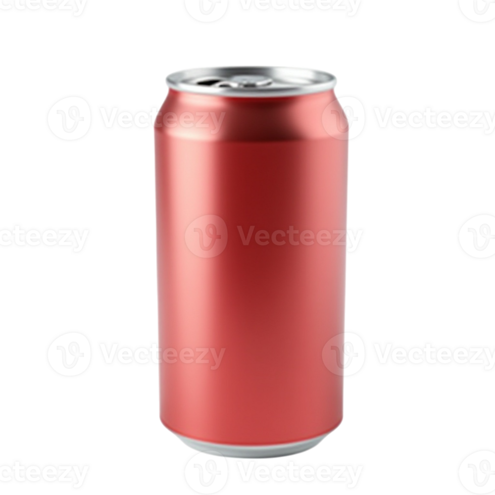 Isolated Empty Red Aluminum Soda Drink Can with Transparent Background png
