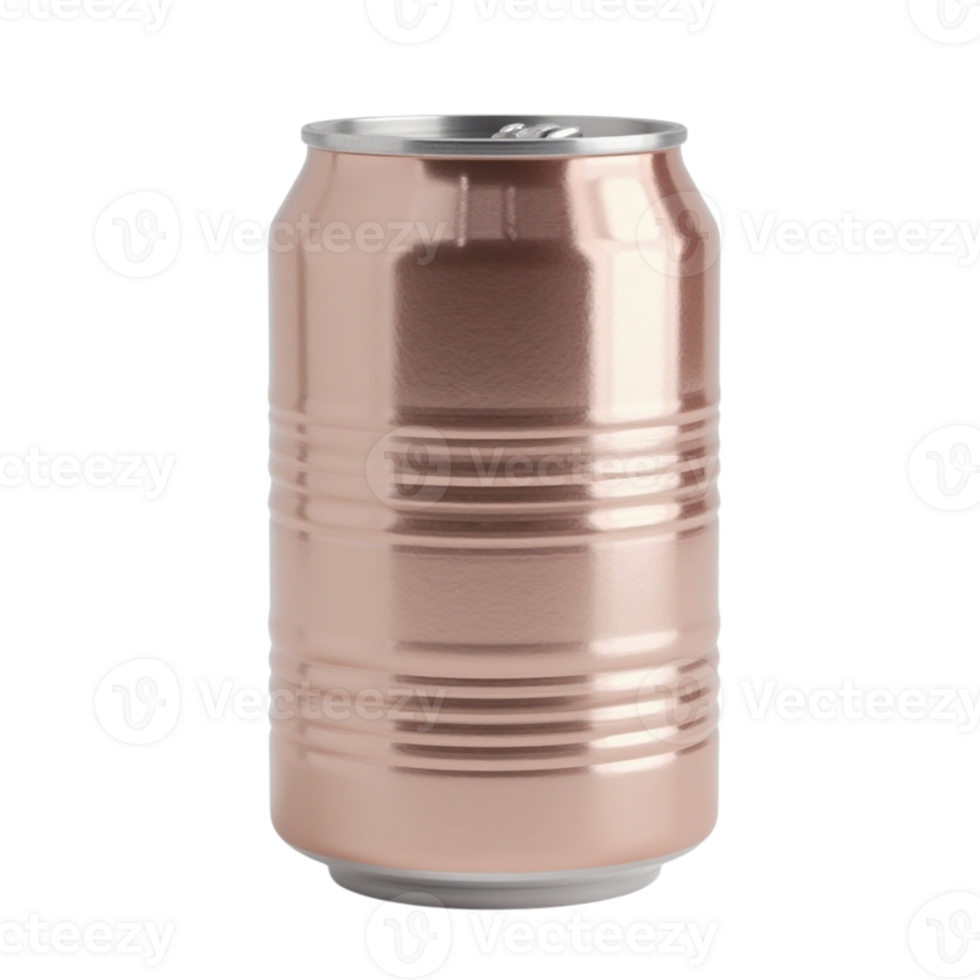 Isolated Rose Gold Beverage Can with Ribbed Design on Transparent Background png