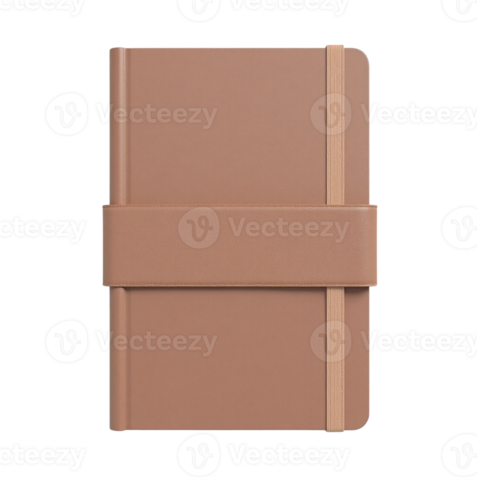 Isolated Modern Brown Notebook with Elastic Strap on Transparent Background png